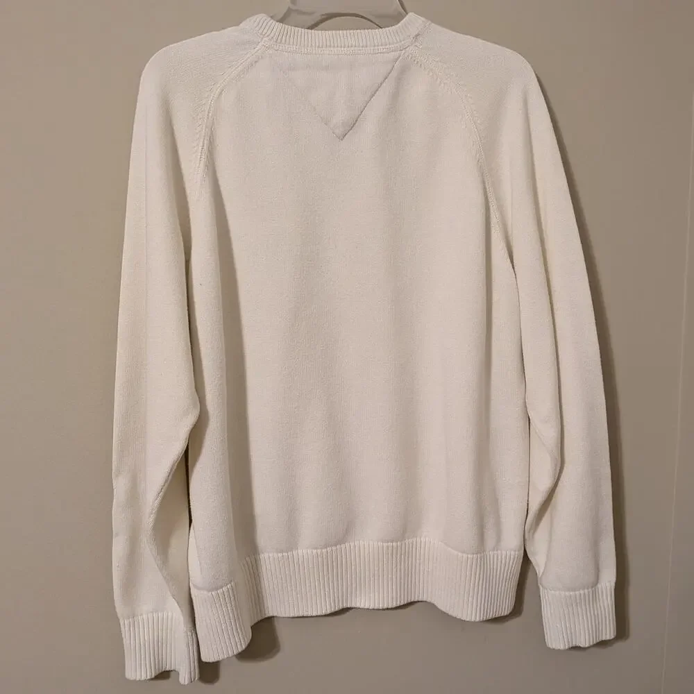 Tommy Hilfiger White Sweater With Logo Embroidery
